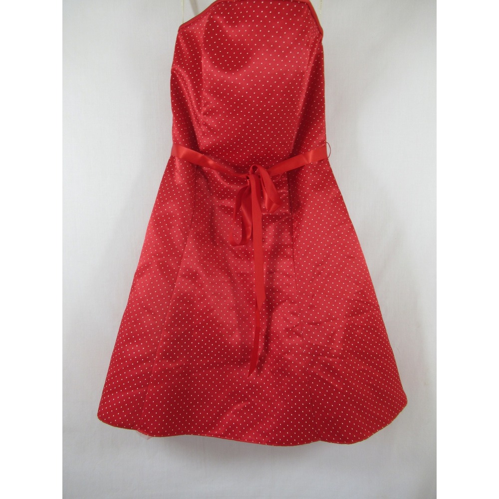 Vtg 90s Gunne Sax Jessica McClintock Strapless Dress Junior 7 Red Satin Hoco
